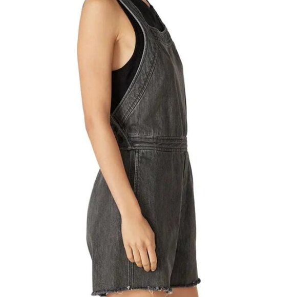 rag & bone Black Denim Shortalls Romper, Size L - Picture 1 of 5